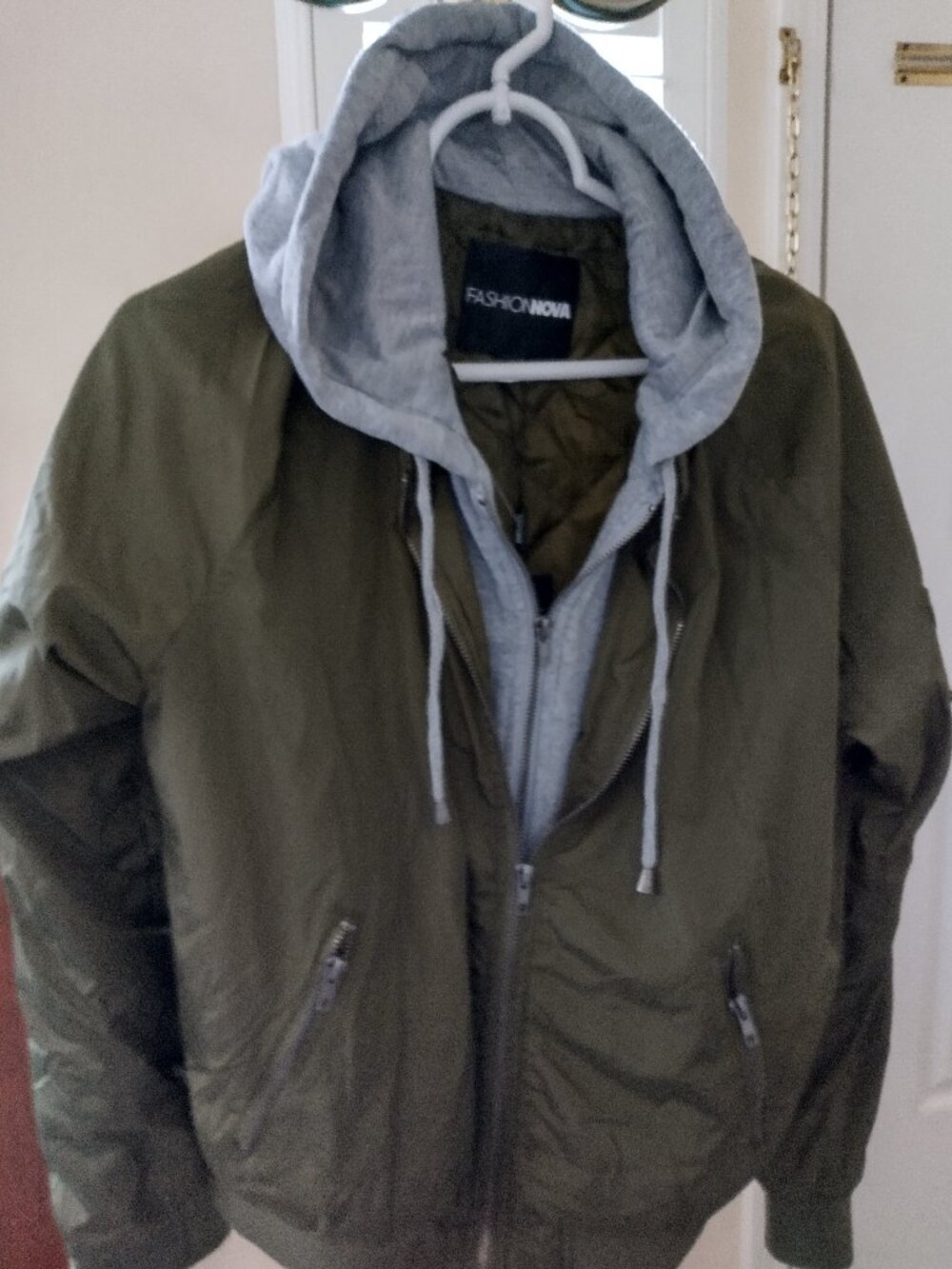 NWT Fashion Nova Women's or Men's Bomber Jacket Hoodie Large Olive